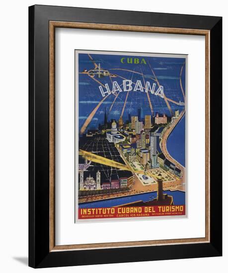 Cuba, Havana, Instituto Cubano Del Turismo, Travel Poster-null-Framed Giclee Print