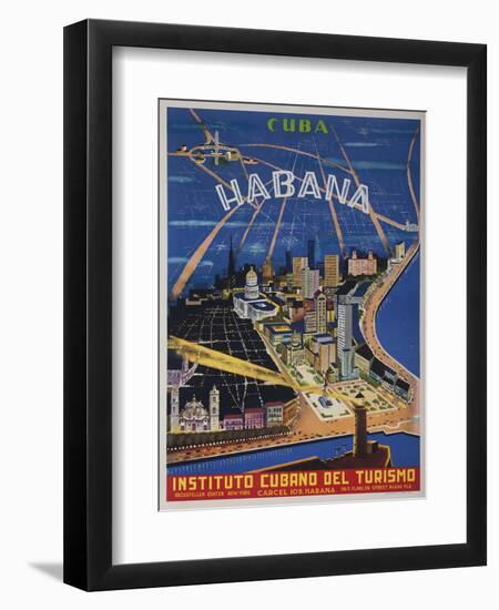 Cuba, Havana, Instituto Cubano Del Turismo, Travel Poster-null-Framed Giclee Print