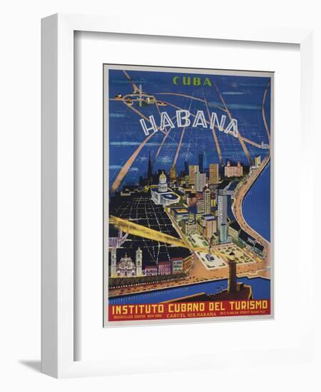 Cuba, Havana, Instituto Cubano Del Turismo, Travel Poster-null-Framed Giclee Print