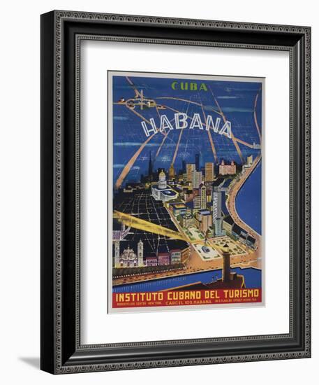 Cuba, Havana, Instituto Cubano Del Turismo, Travel Poster-null-Framed Giclee Print