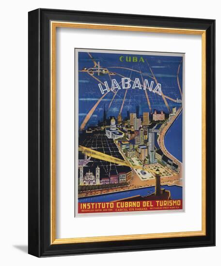 Cuba, Havana, Instituto Cubano Del Turismo, Travel Poster-null-Framed Giclee Print