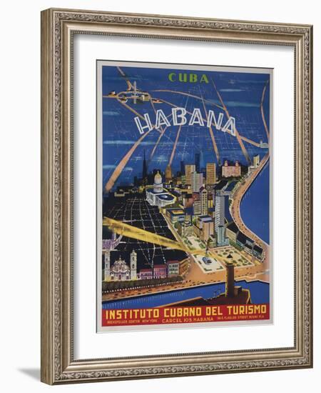 Cuba, Havana, Instituto Cubano Del Turismo, Travel Poster-null-Framed Giclee Print