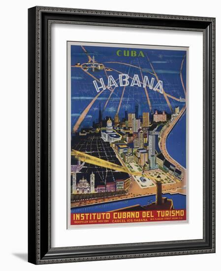 Cuba, Havana, Instituto Cubano Del Turismo, Travel Poster-null-Framed Giclee Print