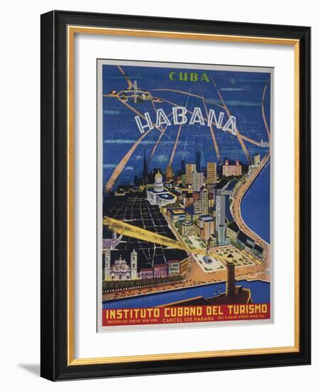 Cuba, Havana, Instituto Cubano Del Turismo, Travel Poster-null-Framed Giclee Print