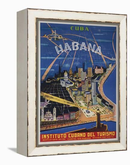 Cuba, Havana, Instituto Cubano Del Turismo, Travel Poster-null-Framed Premier Image Canvas