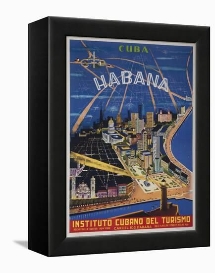 Cuba, Havana, Instituto Cubano Del Turismo, Travel Poster-null-Framed Premier Image Canvas