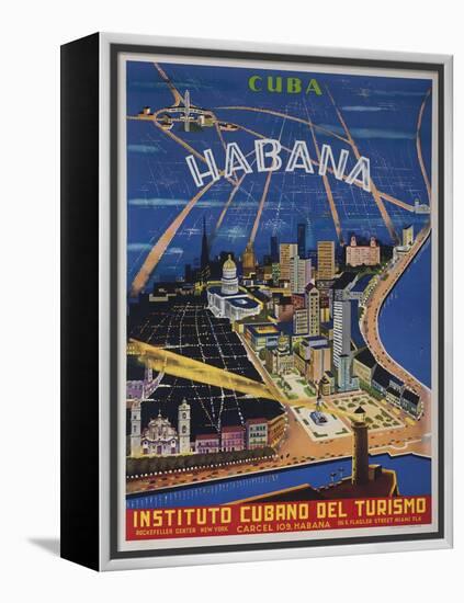 Cuba, Havana, Instituto Cubano Del Turismo, Travel Poster-null-Framed Premier Image Canvas