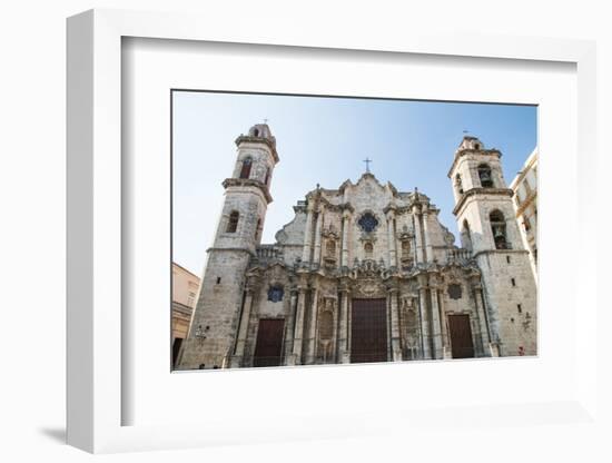 Cuba, Havana. Plaza de La Catedral, Cathedral San Cristobal-Emily Wilson-Framed Photographic Print