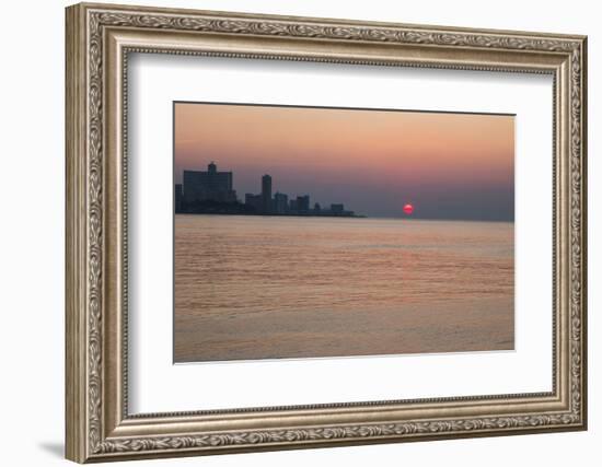 Cuba, Havana. Sunset Along the Malecon, Havana Bay-Emily Wilson-Framed Photographic Print