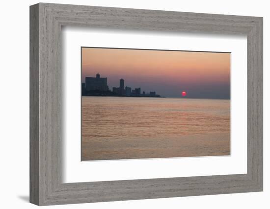 Cuba, Havana. Sunset Along the Malecon, Havana Bay-Emily Wilson-Framed Photographic Print