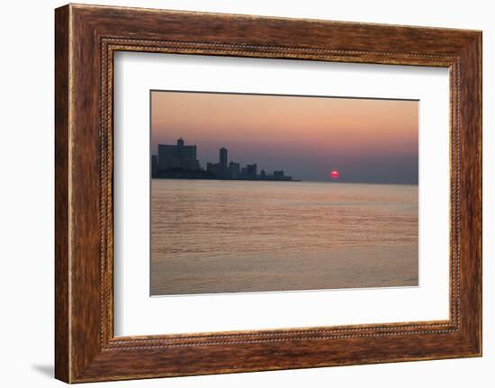 Cuba, Havana. Sunset Along the Malecon, Havana Bay-Emily Wilson-Framed Photographic Print