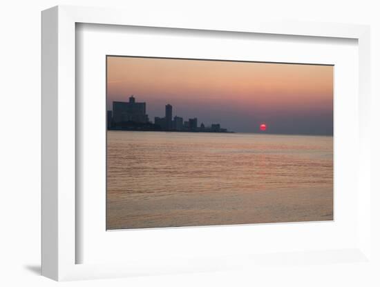 Cuba, Havana. Sunset Along the Malecon, Havana Bay-Emily Wilson-Framed Photographic Print