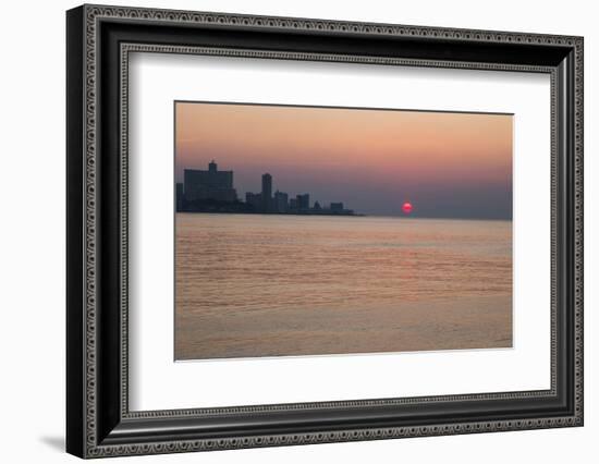 Cuba, Havana. Sunset Along the Malecon, Havana Bay-Emily Wilson-Framed Photographic Print