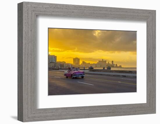 Cuba, Havana, The Malecon, Classic 1950's American car-Alan Copson-Framed Photographic Print