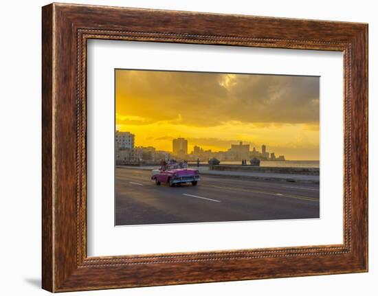 Cuba, Havana, The Malecon, Classic 1950's American car-Alan Copson-Framed Photographic Print