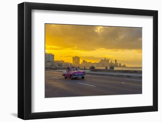 Cuba, Havana, The Malecon, Classic 1950's American car-Alan Copson-Framed Photographic Print