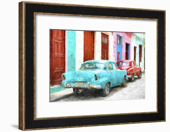 Cuba Painting - Blue and Red-Philippe Hugonnard-Framed Art Print