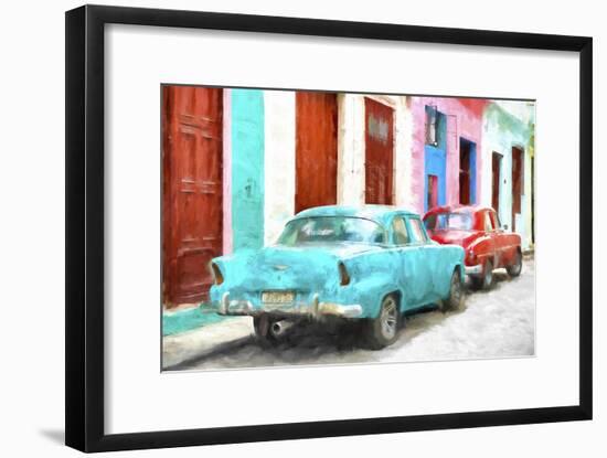 Cuba Painting - Blue and Red-Philippe Hugonnard-Framed Art Print