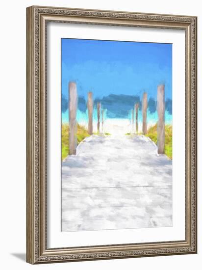 Cuba Painting - Boardwalk on the Beach-Philippe Hugonnard-Framed Art Print