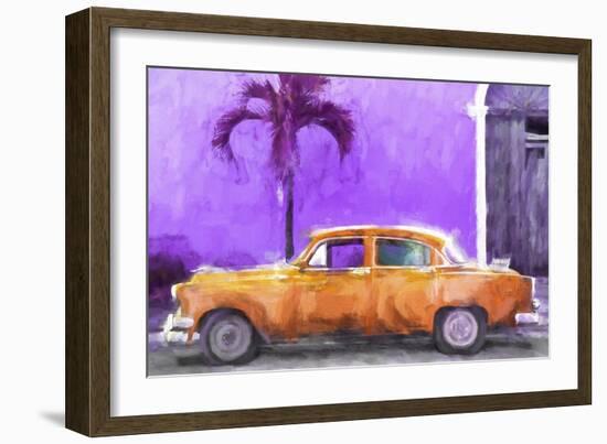 Cuba Painting - Orange Chevrolet-Philippe Hugonnard-Framed Art Print