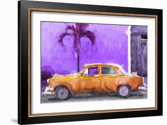 Cuba Painting - Orange Chevrolet-Philippe Hugonnard-Framed Art Print