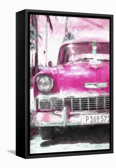 Cuba Painting - Pink Chevy-Philippe Hugonnard-Framed Stretched Canvas