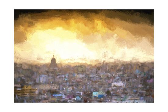 Cuba Painting Sunset Over The City Of Havana Art Print