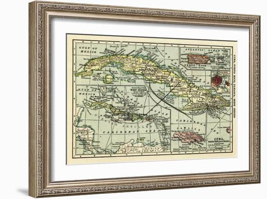 Cuba - Panoramic Map-Lantern Press-Framed Art Print