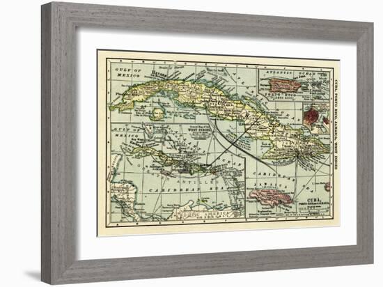 Cuba - Panoramic Map-Lantern Press-Framed Art Print