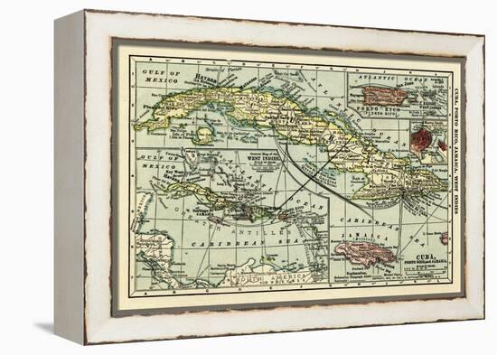 Cuba - Panoramic Map-Lantern Press-Framed Stretched Canvas