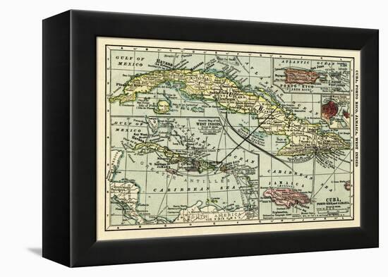 Cuba - Panoramic Map-Lantern Press-Framed Stretched Canvas