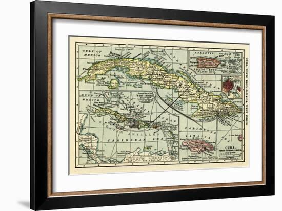 Cuba - Panoramic Map-Lantern Press-Framed Art Print