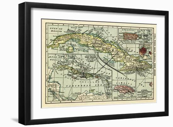 Cuba - Panoramic Map-Lantern Press-Framed Art Print