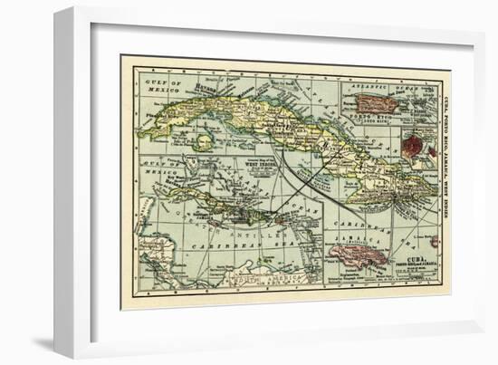 Cuba - Panoramic Map-Lantern Press-Framed Art Print