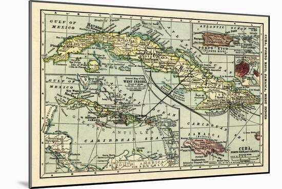 Cuba - Panoramic Map-Lantern Press-Mounted Art Print