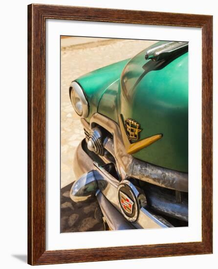 Cuba, Sancti Spiritus Province, Trinidad, 1950s-Era US-Made Cadillac Taxi-Walter Bibikow-Framed Photographic Print