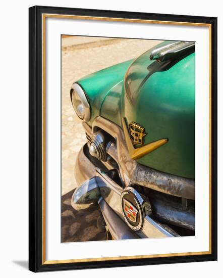 Cuba, Sancti Spiritus Province, Trinidad, 1950s-Era US-Made Cadillac Taxi-Walter Bibikow-Framed Photographic Print