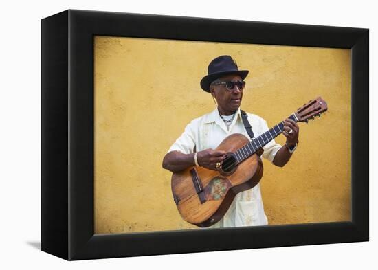 Cuba, Santiago De Cuba Province, Santiago De Cuba, Historical Center, Musician-Jane Sweeney-Framed Premier Image Canvas