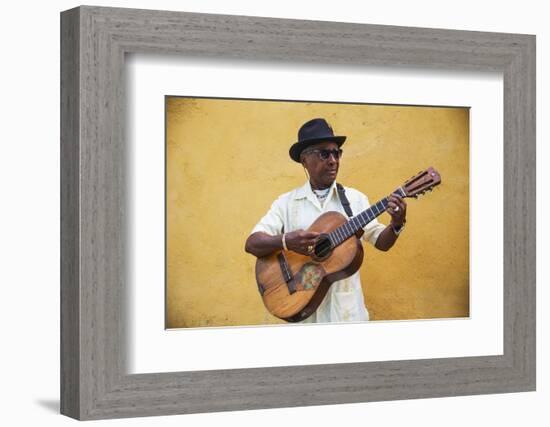 Cuba, Santiago De Cuba Province, Santiago De Cuba, Historical Center, Musician-Jane Sweeney-Framed Photographic Print