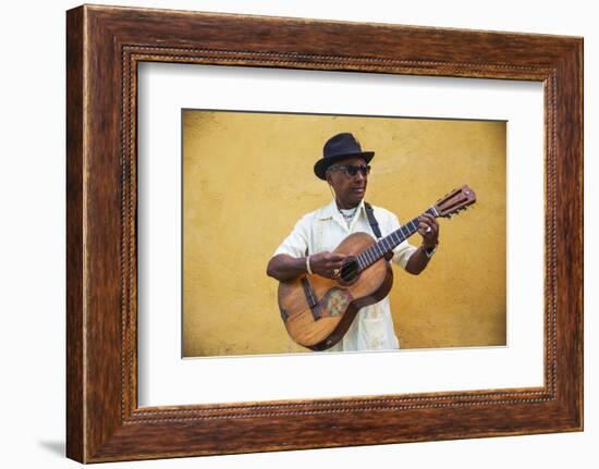 Cuba, Santiago De Cuba Province, Santiago De Cuba, Historical Center, Musician-Jane Sweeney-Framed Photographic Print