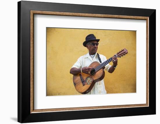 Cuba, Santiago De Cuba Province, Santiago De Cuba, Historical Center, Musician-Jane Sweeney-Framed Photographic Print