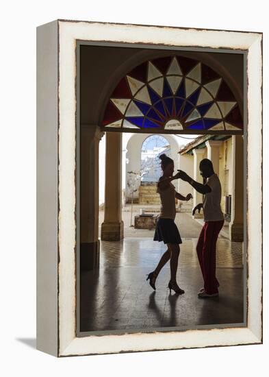 Cuba, Trinidad, Casa De Culture, Couple Salsa Dancing-Jane Sweeney-Framed Premier Image Canvas