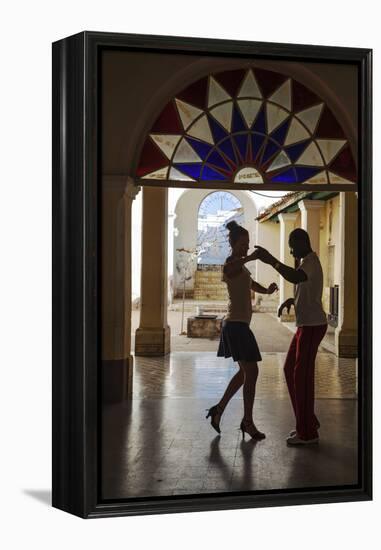 Cuba, Trinidad, Casa De Culture, Couple Salsa Dancing-Jane Sweeney-Framed Premier Image Canvas