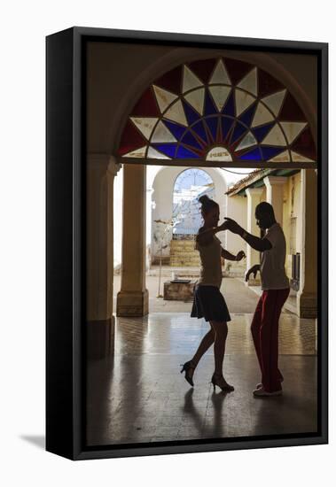 Cuba, Trinidad, Casa De Culture, Couple Salsa Dancing-Jane Sweeney-Framed Premier Image Canvas