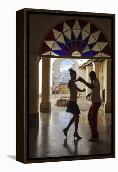 Cuba, Trinidad, Casa De Culture, Couple Salsa Dancing-Jane Sweeney-Framed Premier Image Canvas