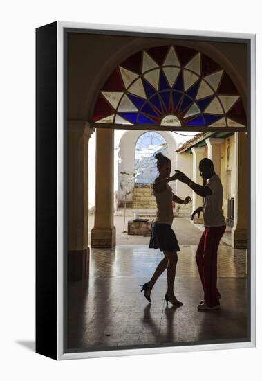 Cuba, Trinidad, Casa De Culture, Couple Salsa Dancing-Jane Sweeney-Framed Premier Image Canvas