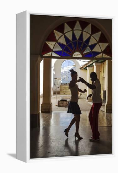 Cuba, Trinidad, Casa De Culture, Couple Salsa Dancing-Jane Sweeney-Framed Premier Image Canvas