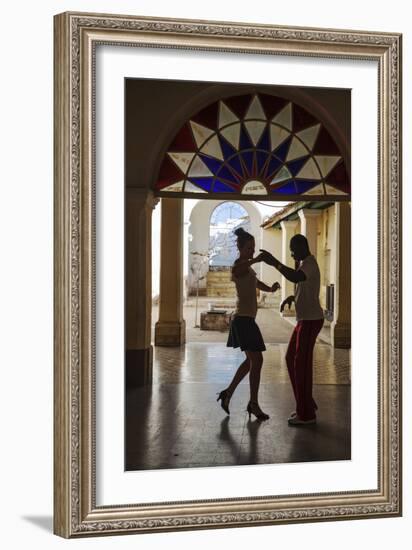 Cuba, Trinidad, Casa De Culture, Couple Salsa Dancing-Jane Sweeney-Framed Premium Photographic Print