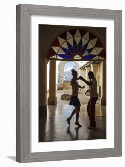 Cuba, Trinidad, Casa De Culture, Couple Salsa Dancing-Jane Sweeney-Framed Premium Photographic Print