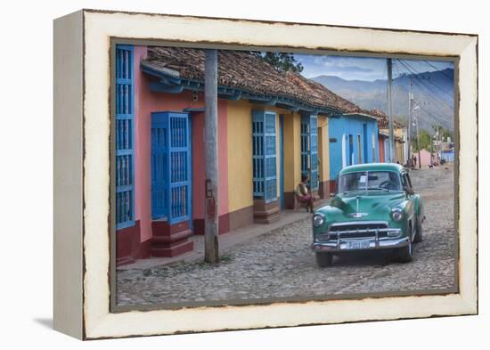 Cuba, Trinidad, Classic American Car in Historical Center-Jane Sweeney-Framed Premier Image Canvas